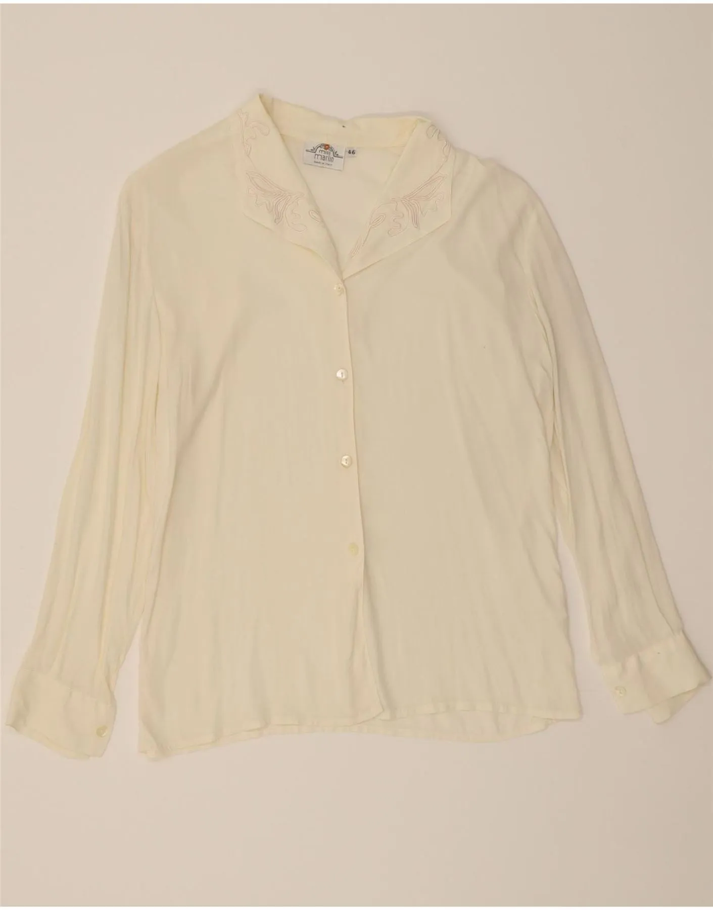wrinkle free VINTAGE Womens Shirt Blouse IT 46 Large Off White Acetate