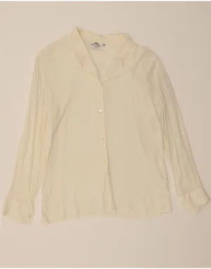 wrinkle free VINTAGE Womens Shirt Blouse IT 46 Large Off White Acetate