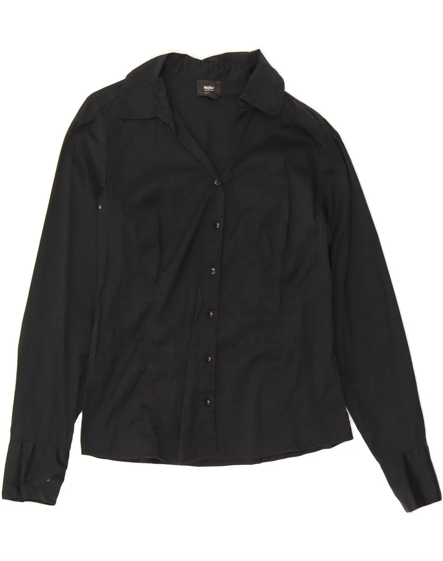 MOSSIMO Womens Shirt UK 12 Medium Black Cotton high-low hem