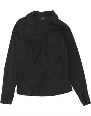 MOSSIMO Womens Shirt UK 12 Medium Black Cotton high-low hem