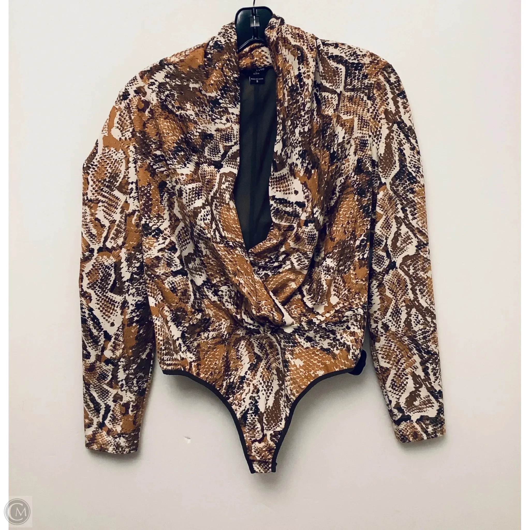 Bodysuit By Marciano In Snakeskin Print, Size: S figure hugging bodysuit boho bodysuit