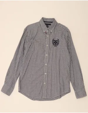 Backpacking Trip Chic Ensemble TOMMY HILFIGER Mens Shirt Size 15 1/2 16 Medium Navy Blue Gingham