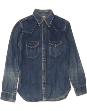 Oversized Fit Fitted Shape LEVI'S Womens Denim Shirt Small Blue Cotton