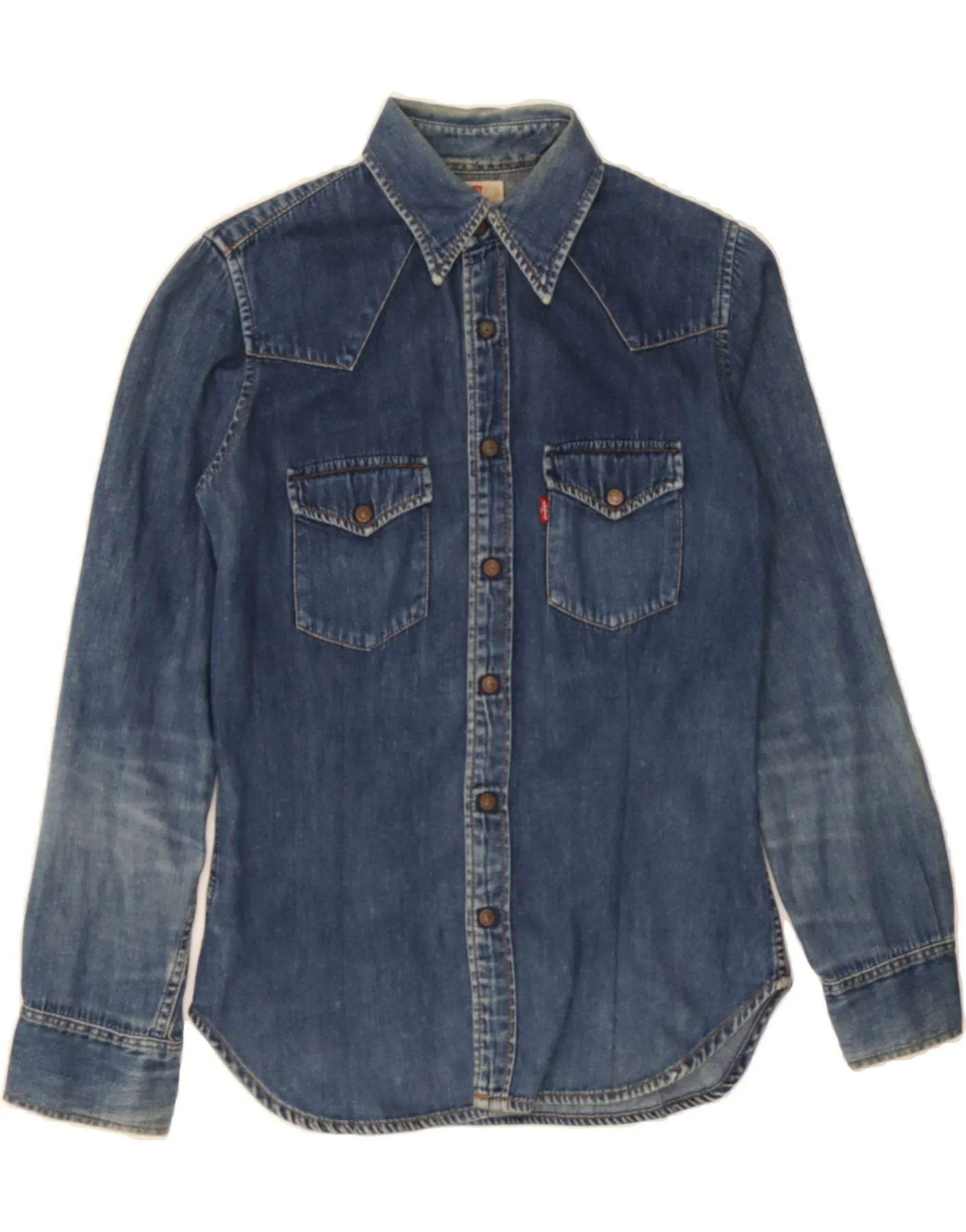 Oversized Fit Fitted Shape LEVI'S Womens Denim Shirt Small Blue Cotton