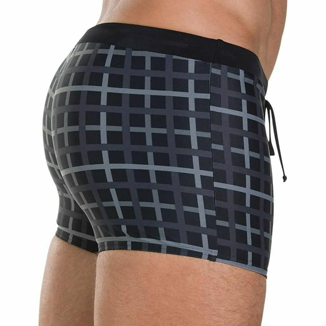 Durable Reinforced Stitching Anti Slip Straps Speedo Valmilton Mens Swim Shorts - Black