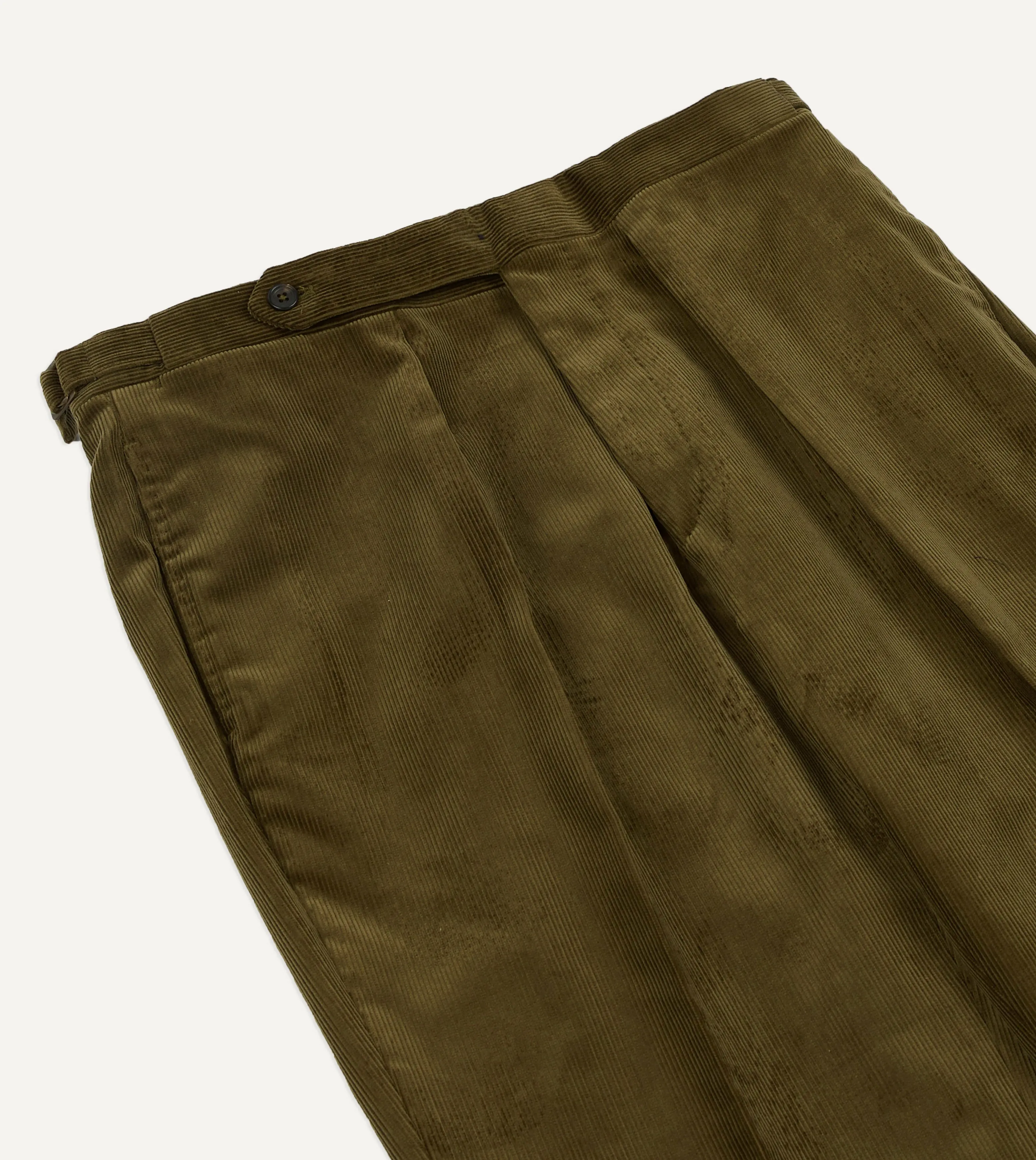 Refined Tailored Fit Olive Mid-Wale Corduroy Single Pleat Trouser
