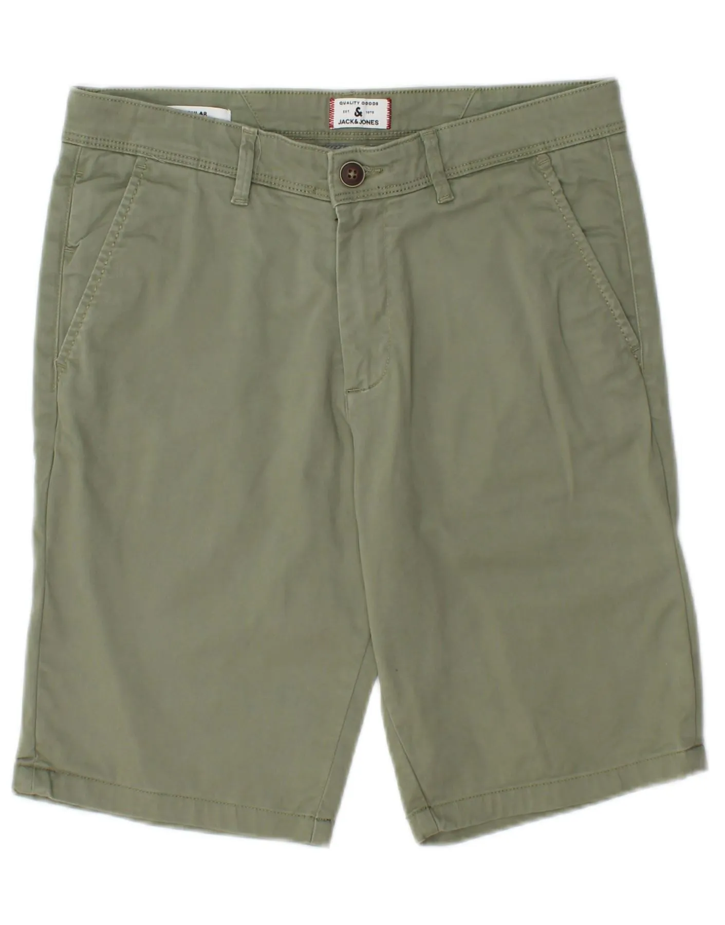 Chill Flex JACK & JONES Mens Regular Chino Shorts Small W30 Green Cotton