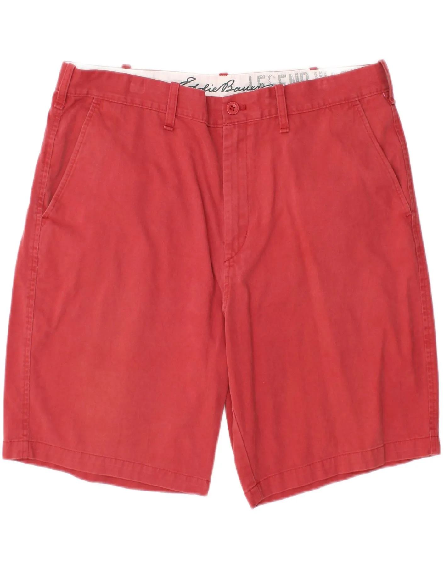 EDDIE BAUER Mens Chino Shorts W38 XL Red Cotton Adjustable drawstring Cozy Style