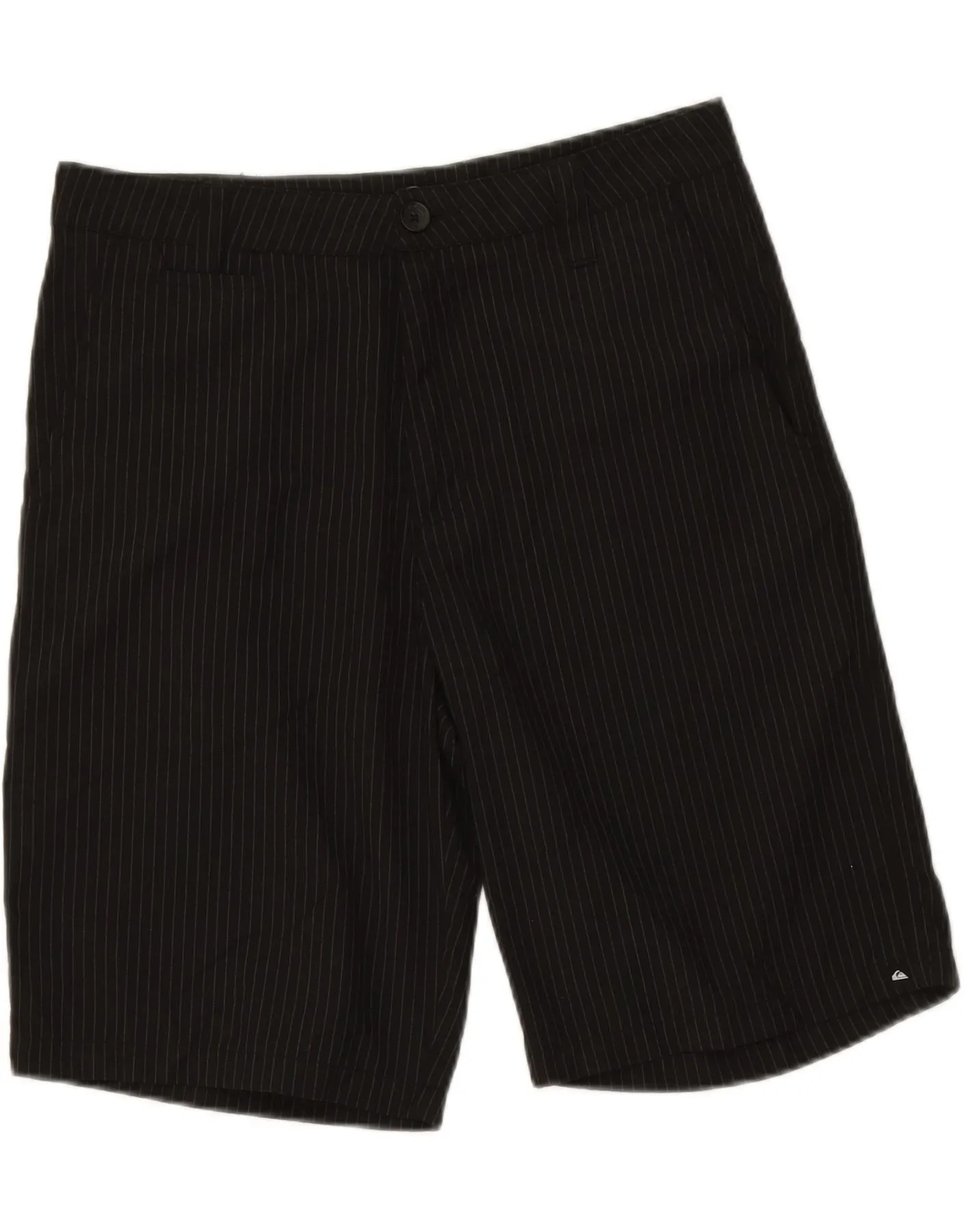 QUIKSILVER Mens Chino Shorts W33 Medium  Black Pinstripe Polyester Free Fit Relaxed Waist