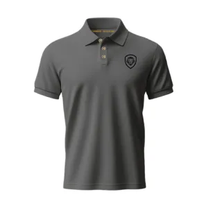 Casual Style Active Lifestyle Future Looks Bright Lion Shield Premium Grey and Black Polo Shirt (Classic Fit)