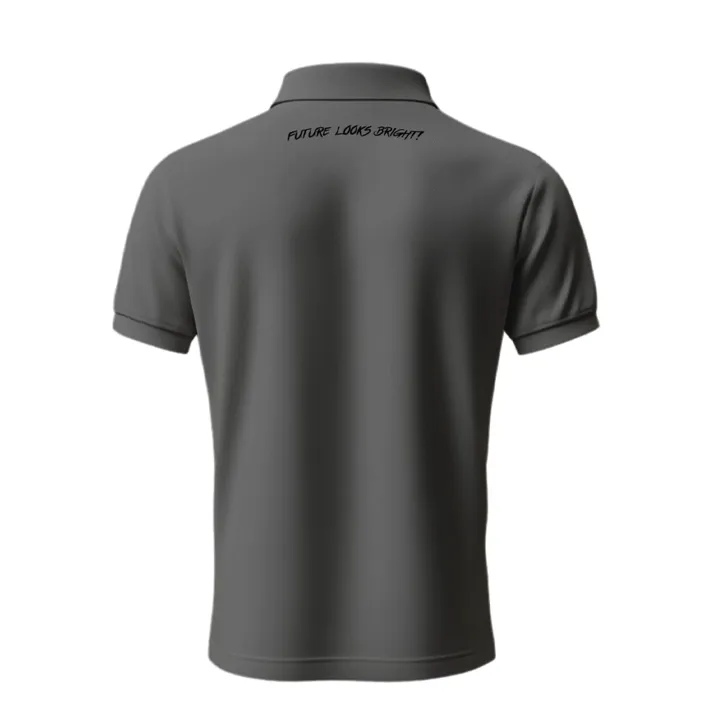 Future Looks Bright Lion Shield Premium Grey and Black Polo Shirt (Classic Fit) Chic Look AntiFade Technology