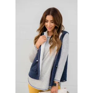 Pocket Polka Dot Vest Reinforced Edging