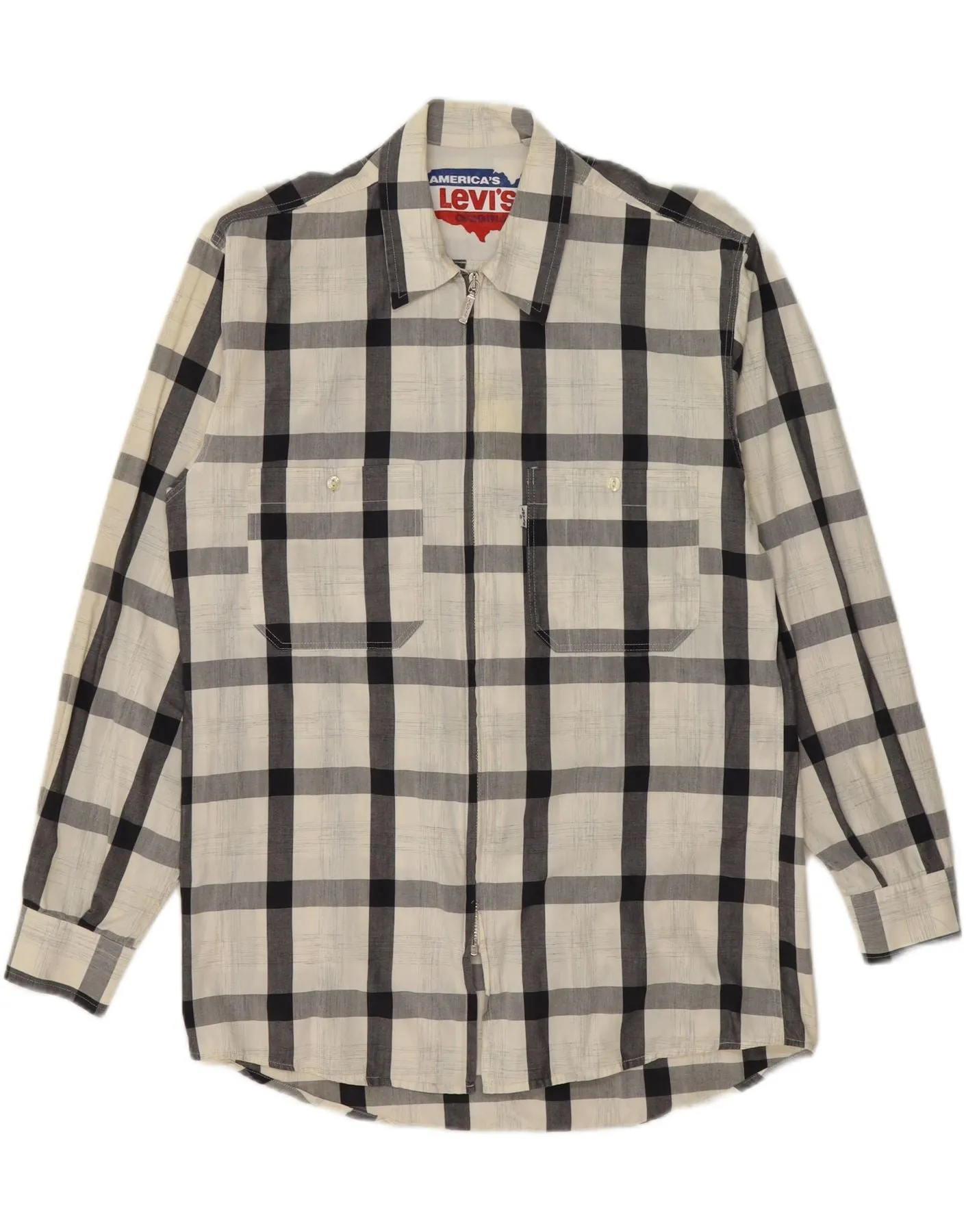 LEVI'S Mens Shirt Medium White Check Cotton Anti Pilling Surface Edgy Fashion