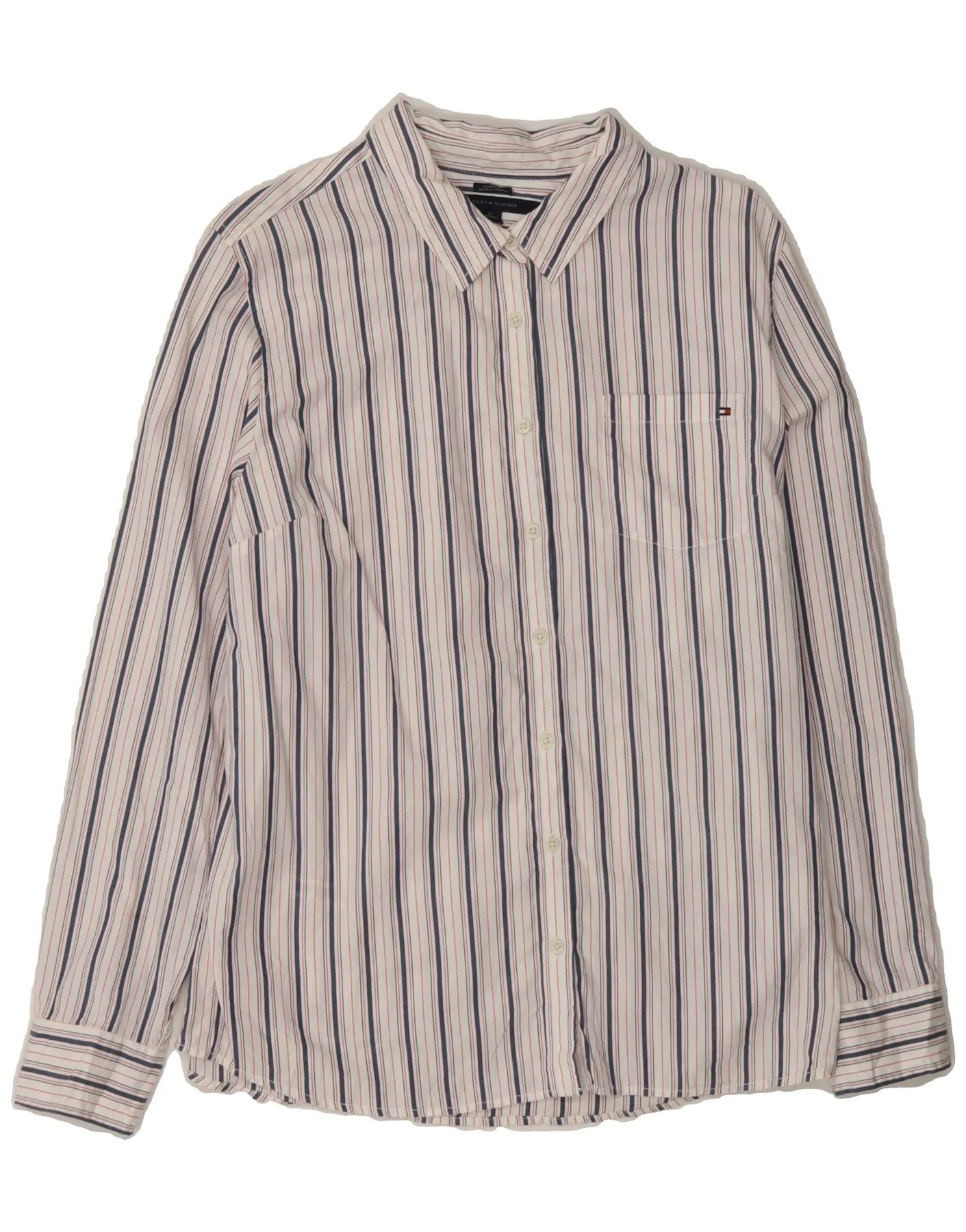 Vibrant Hue Creative Professional TOMMY HILFIGER Womens Shirt UK 18 XL Multicoloured Striped Cotton
