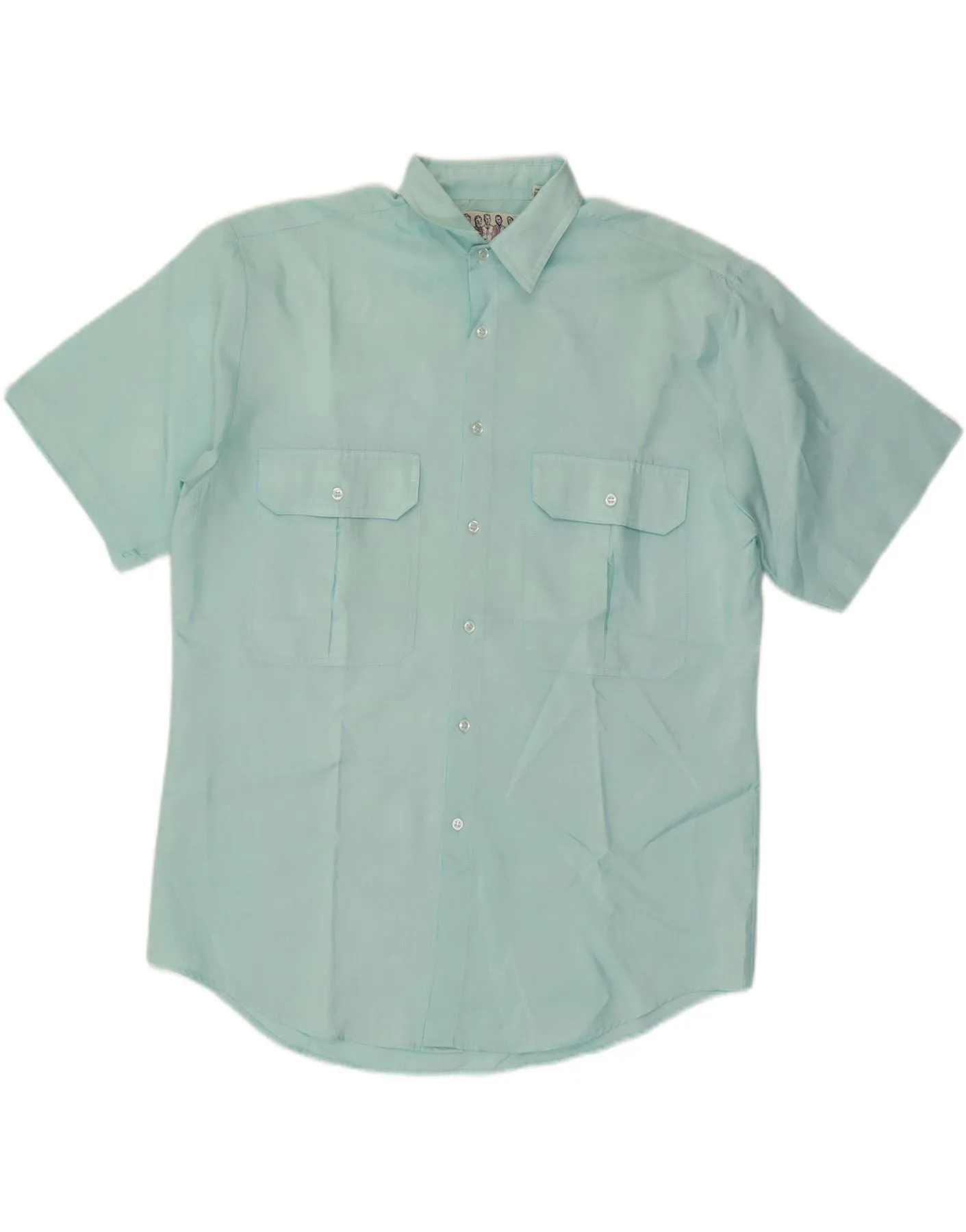 Ventilated Back MIRAGE Mens Shirt Size 39/40 Medium Turquoise Polyester