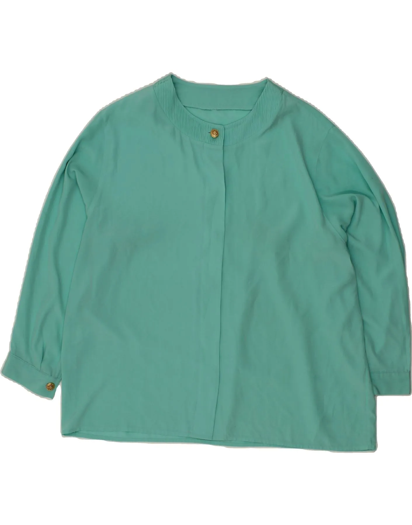 VINTAGE Womens Shirt Blouse UK 20 2XL Turquoise Fashionable Pick