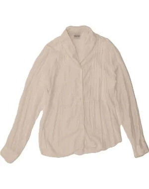 BENETTON Womens Shirt Blouse IT 44 Medium White Viscose Casual Sophistication Pre Shrunk Cotton Blend