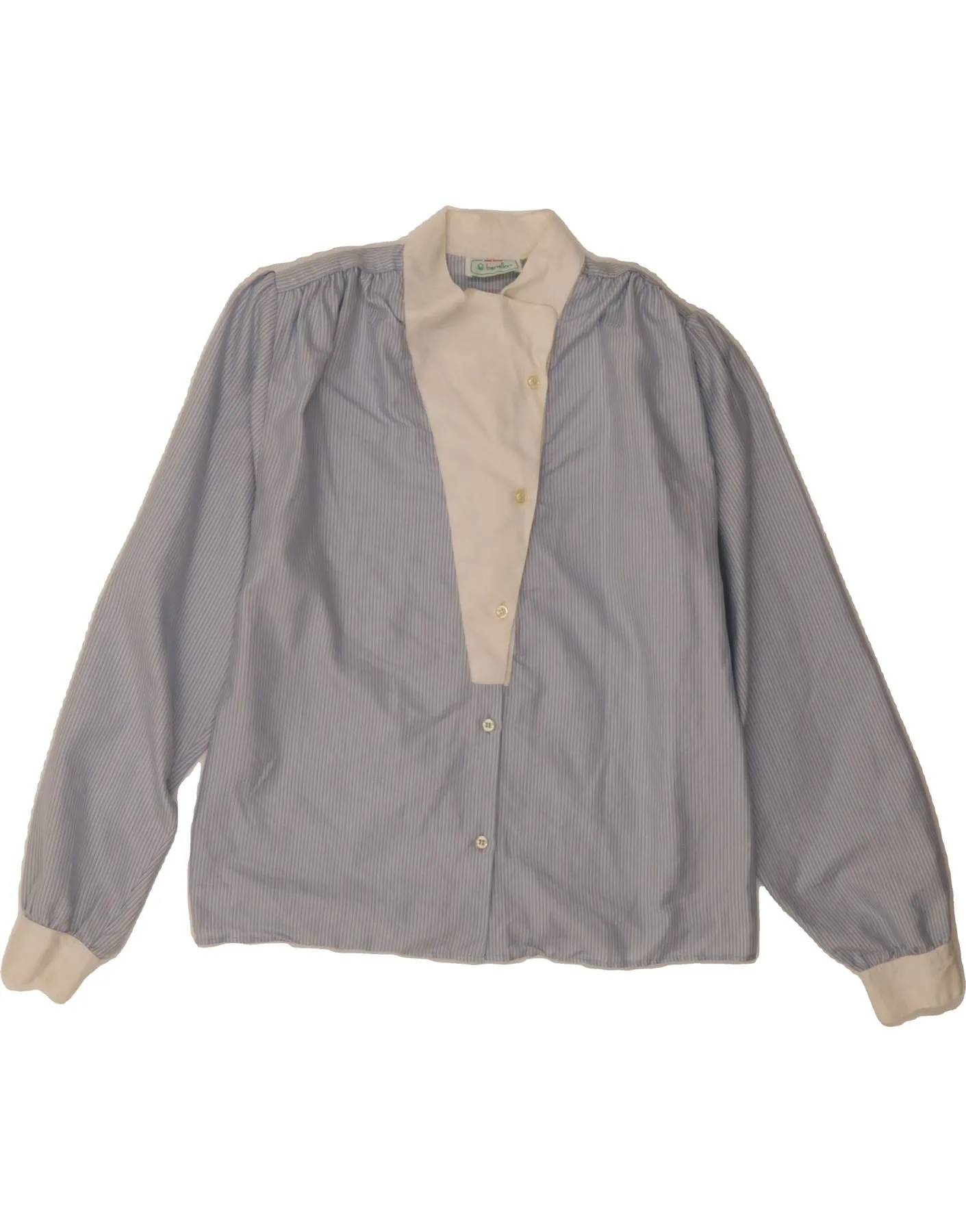 BENETTON Womens Shirt Blouse UK 6 XS Blue Pinstripe Cotton Snug feel
