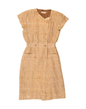 VALENTINO Womens Shirt Dress IT 46 Large Beige Houndstooth Layered Hemline