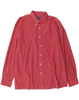 Oversized style Trendy Fashion DOCKERS Mens Shirt Size 18 1/2 2XL Burgundy Check Cotton