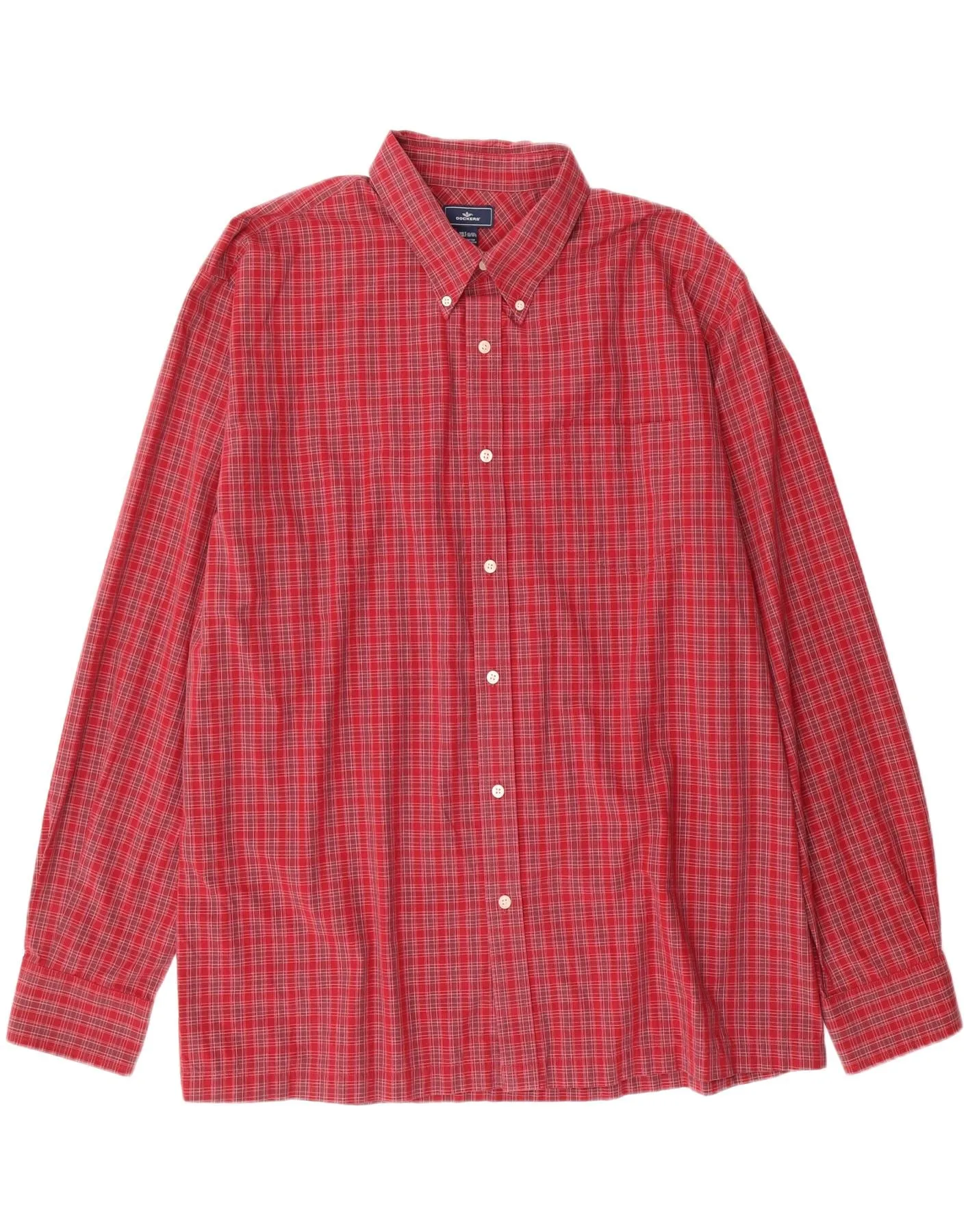 Oversized style Trendy Fashion DOCKERS Mens Shirt Size 18 1/2 2XL Burgundy Check Cotton