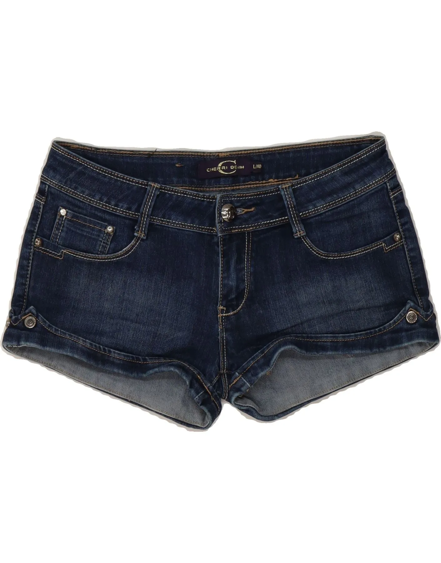 slim cut VINTAGE Womens Denim Shorts EU 40 Medium W32 Blue Cotton