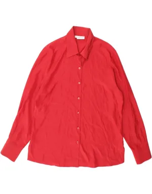 VINTAGE Womens Shirt Blouse UK 16 Large Red Polyester Weekend Outing