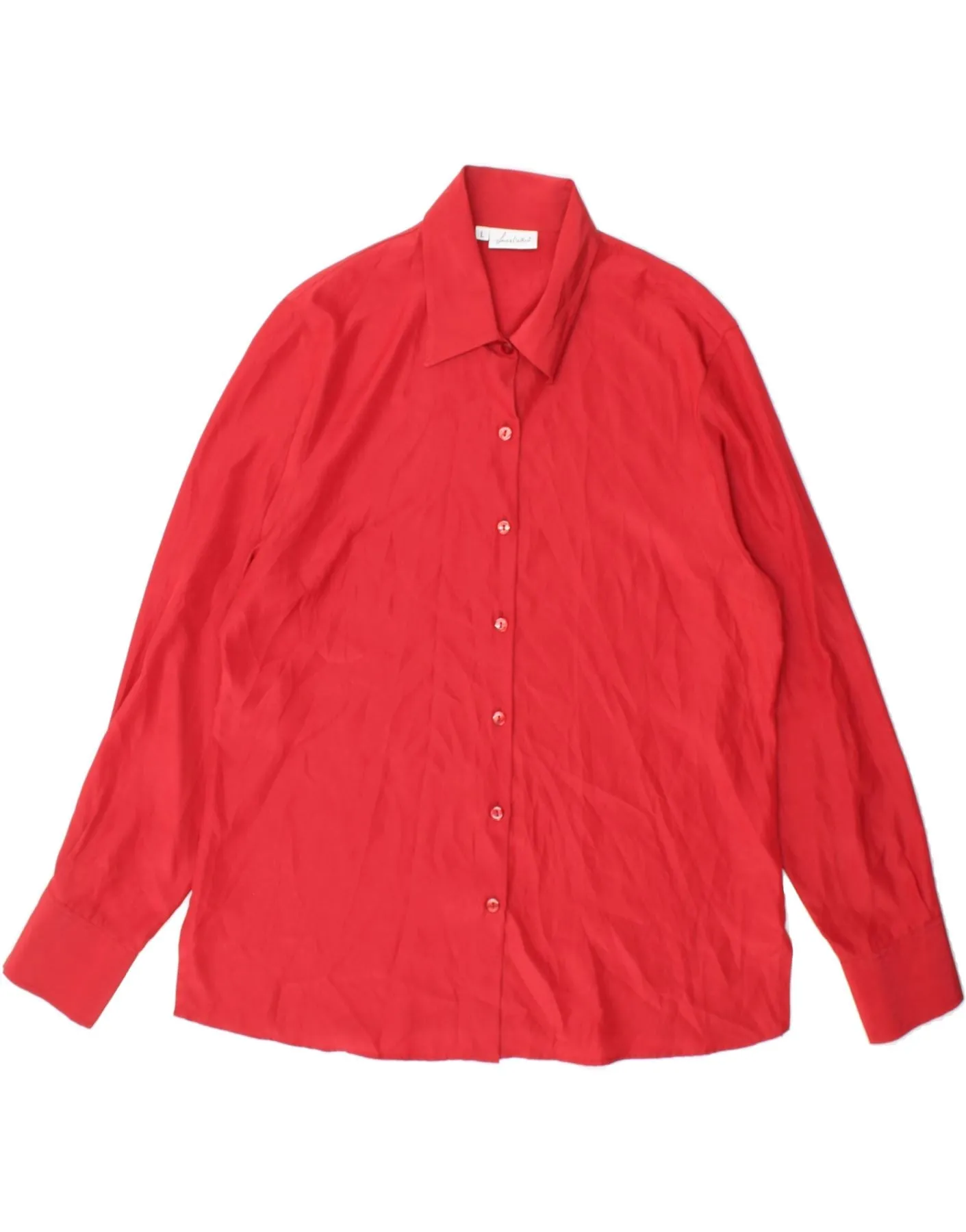 VINTAGE Womens Shirt Blouse UK 16 Large Red Polyester Weekend Outing