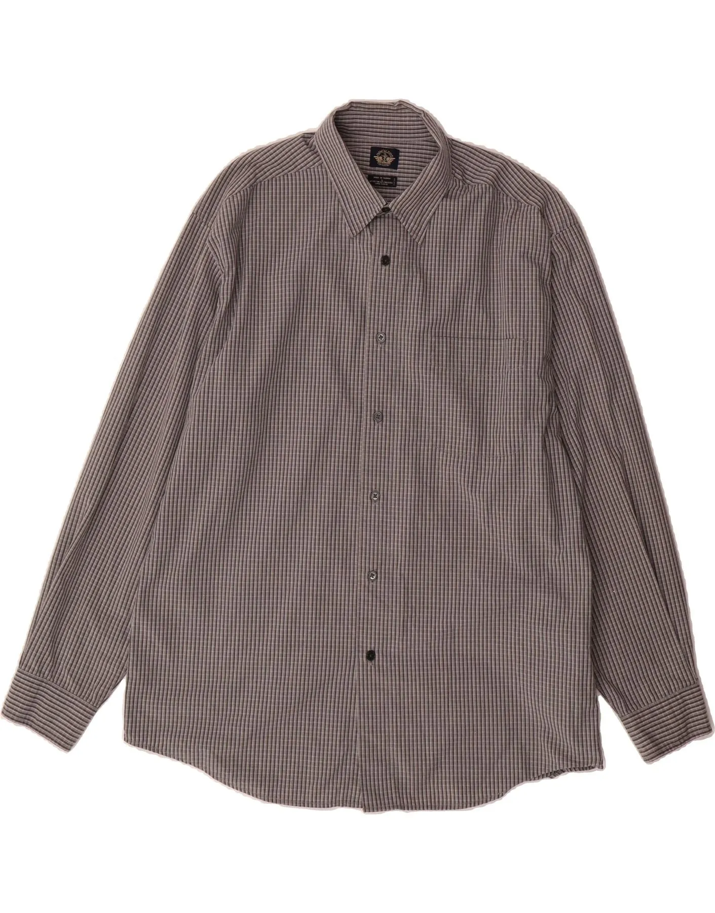 Graduation Attire High-End Look DOCKERS Mens Shirt Large Grey Gingham Cotton