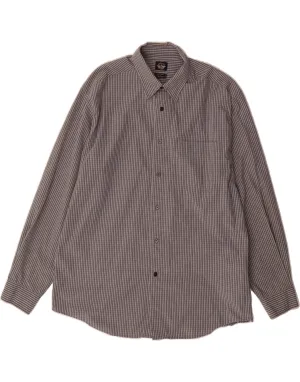 Graduation Attire High-End Look DOCKERS Mens Shirt Large Grey Gingham Cotton