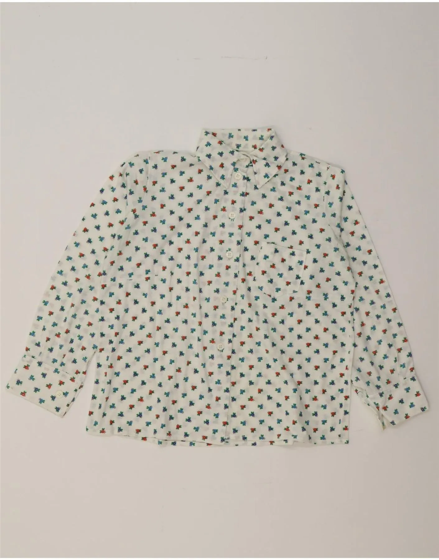 No Slip Shoulder Grips Odor Resistant VINTAGE Womens Shirt Blouse UK 18 XL White Floral