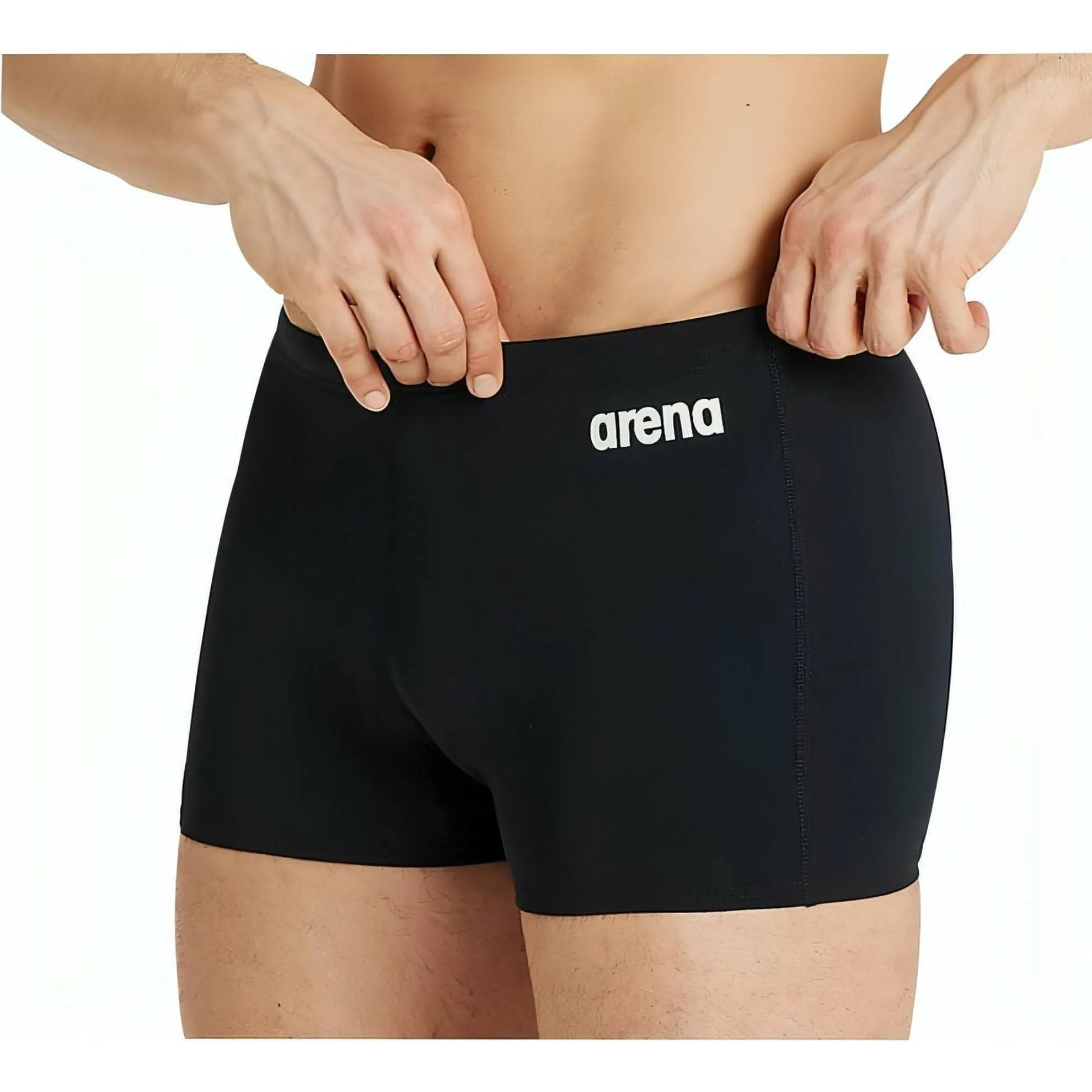 Arena Solid Mens Swim Shorts - Black Bold Patterns Family friendly