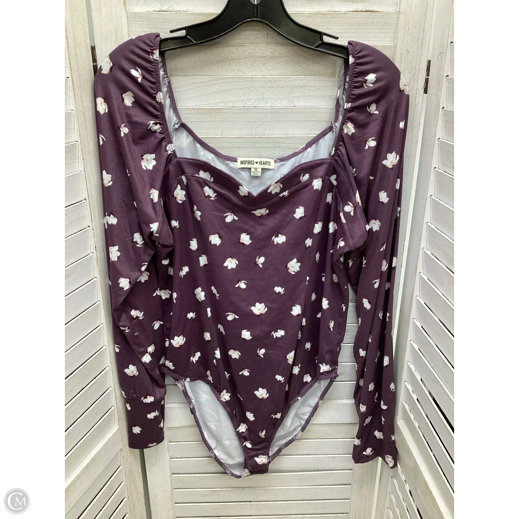 Bodysuit By Clothes Mentor In Floral Print, Size: Xl fashion blogger bodysuit