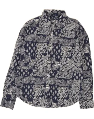 High-End Finish Temperature Regulating CHAPS Womens Shirt UK 16 Large Navy Blue Paisley Cotton