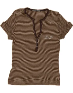 LIU JO Womens T-Shirt BEST SELL IT 44 Medium Brown Striped mix and match Regular Fit