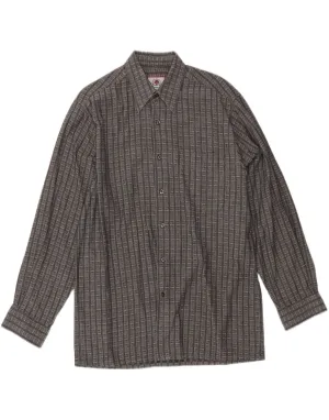 VINTAGE Mens Shirt Medium Grey Check Versatile Layering Piece