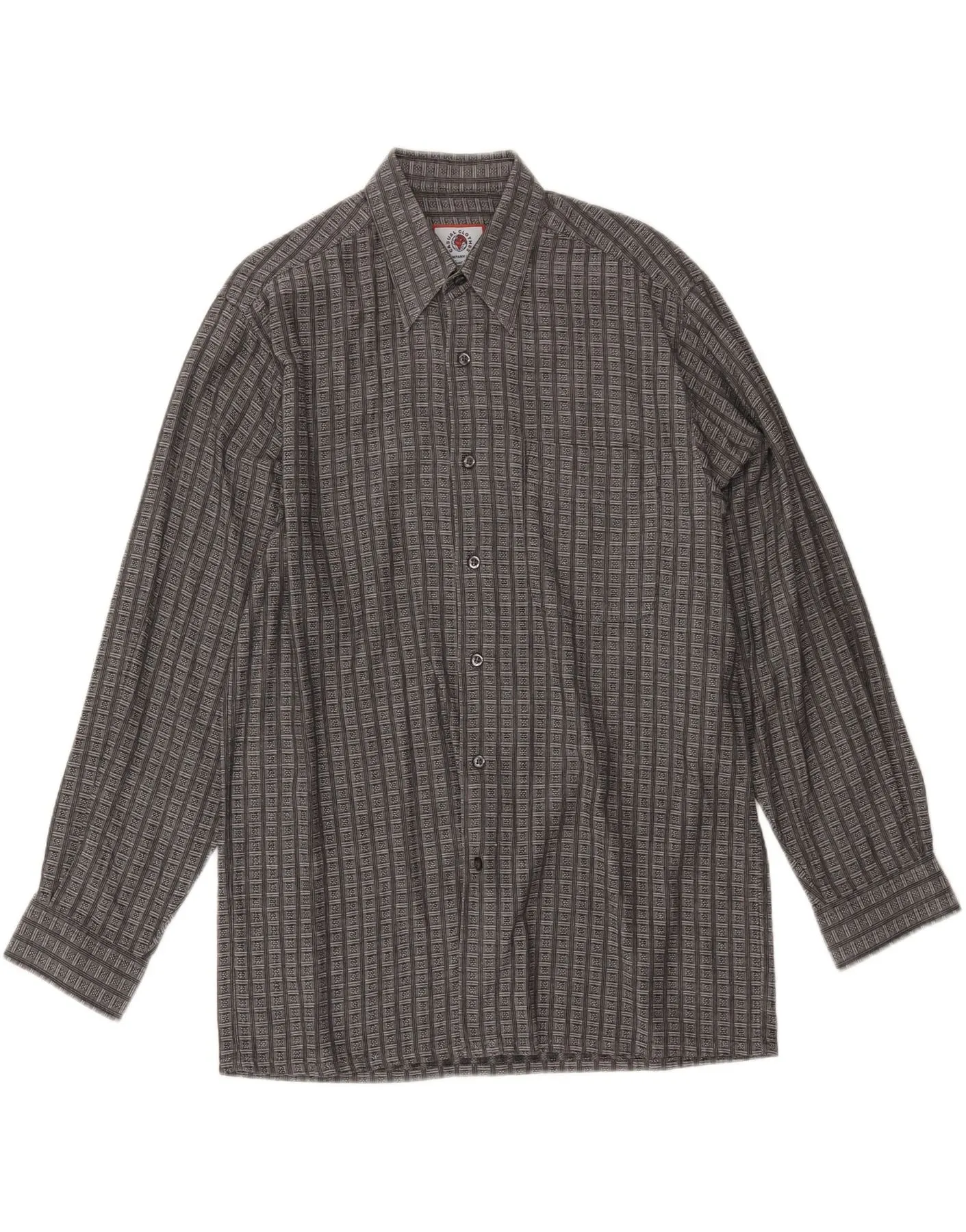 VINTAGE Mens Shirt Medium Grey Check Versatile Layering Piece