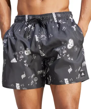 adidas Brand Love CLX Mens Swim Shorts - Grey Sand Resistant Fabric Ocean View