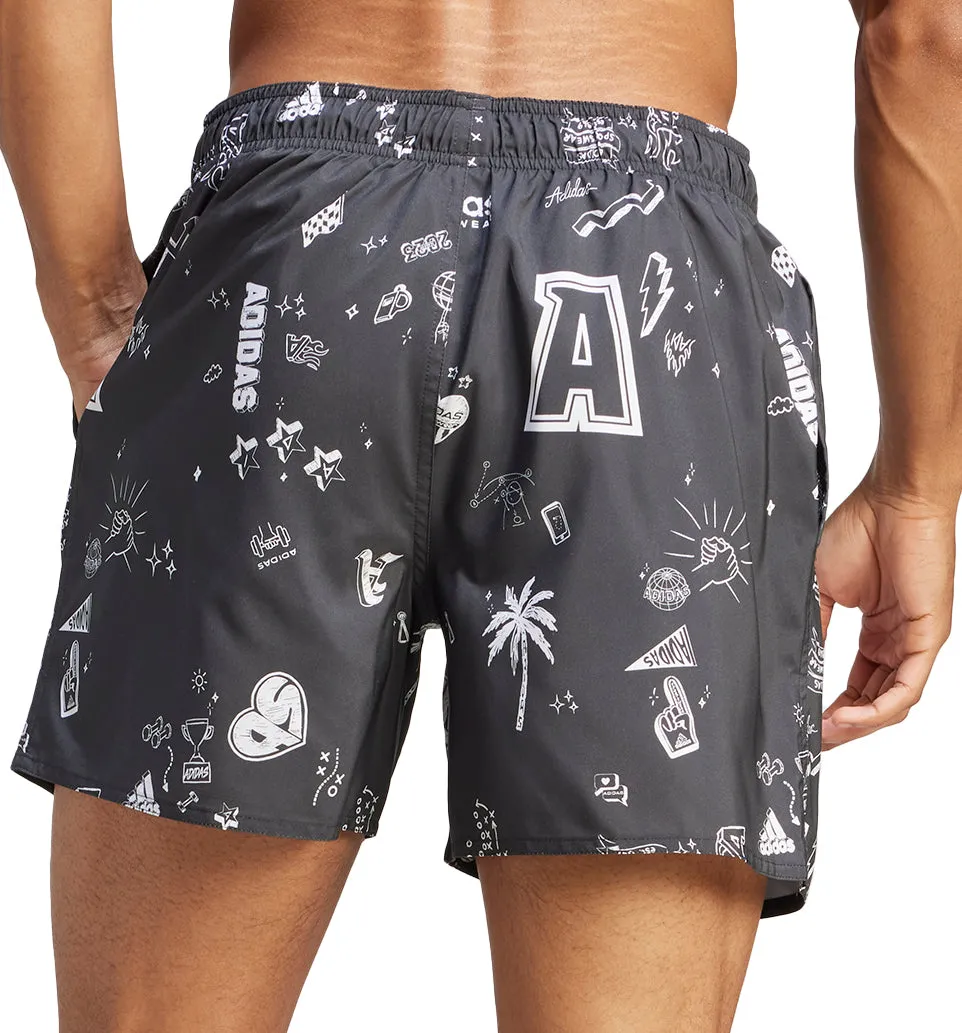 Breezy-Fabric Seamless Comfort adidas Brand Love CLX Mens Swim Shorts - Grey