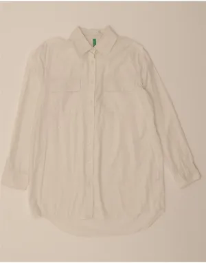 Holiday Special BENETTON Womens Shirt Dress UK 10 Small White Cotton