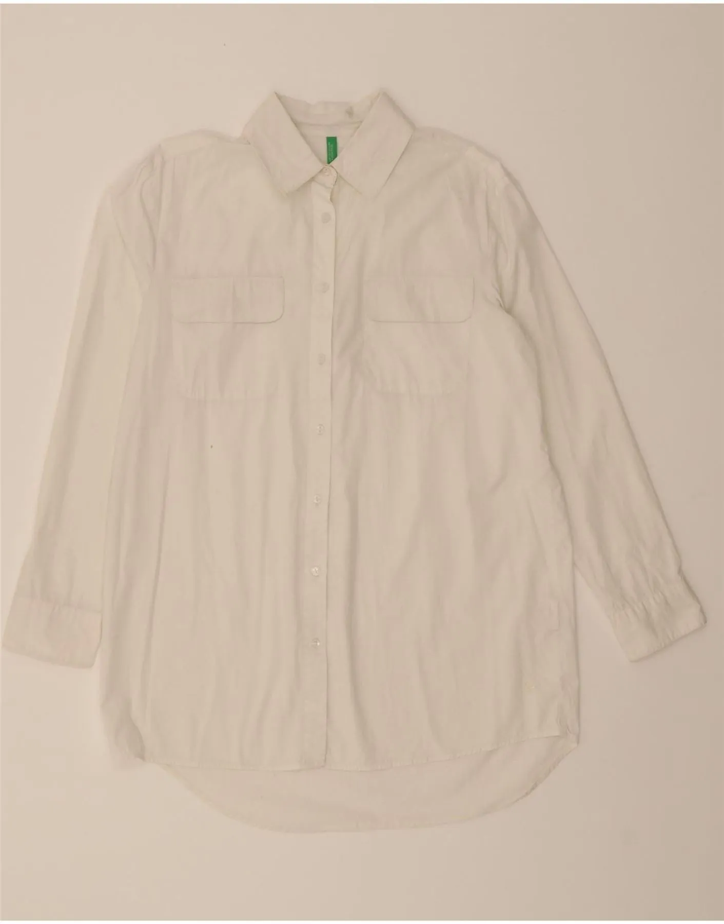 Holiday Special BENETTON Womens Shirt Dress UK 10 Small White Cotton