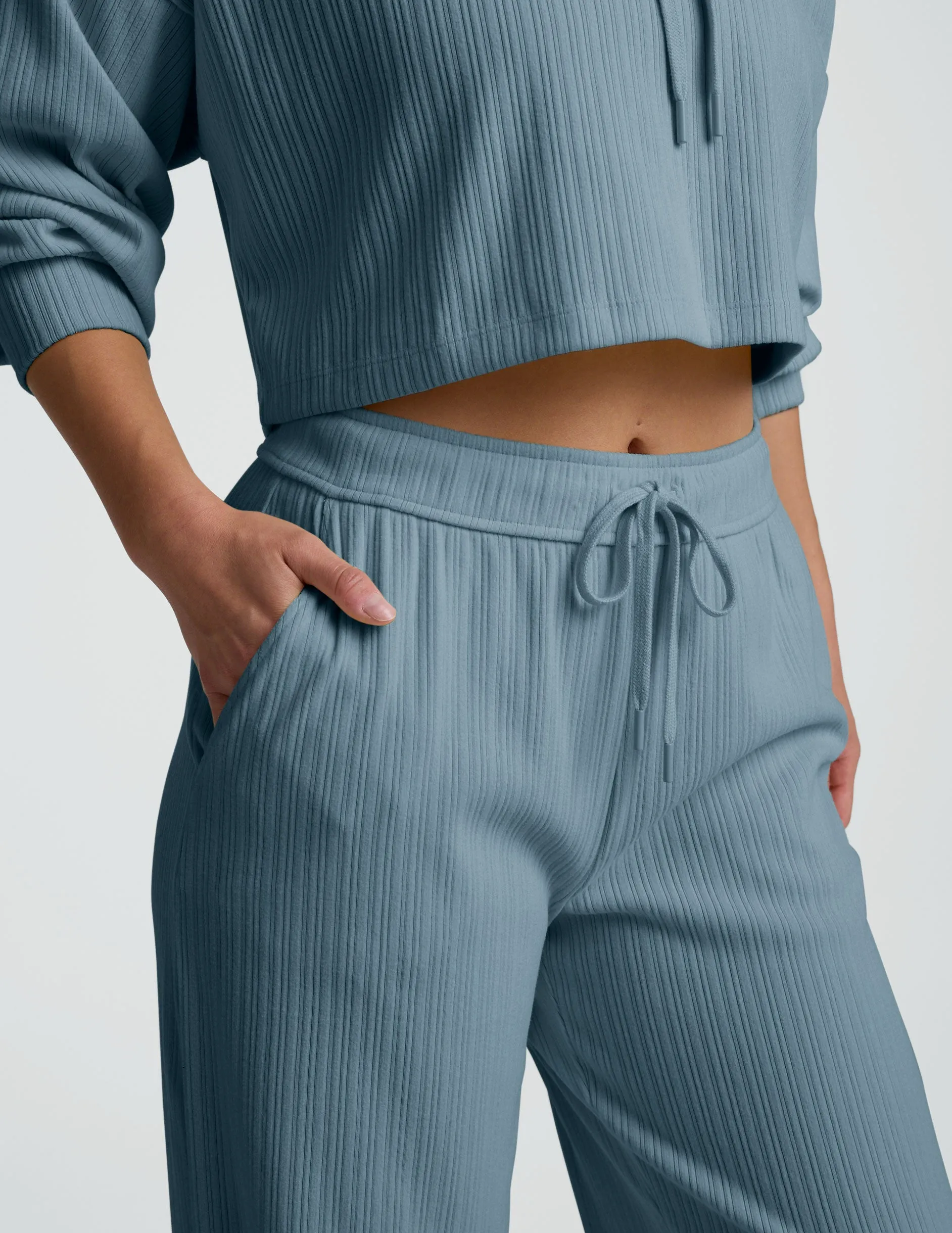 Quick Release Buckle Breathe Easy Ribbed Wide Leg Pant