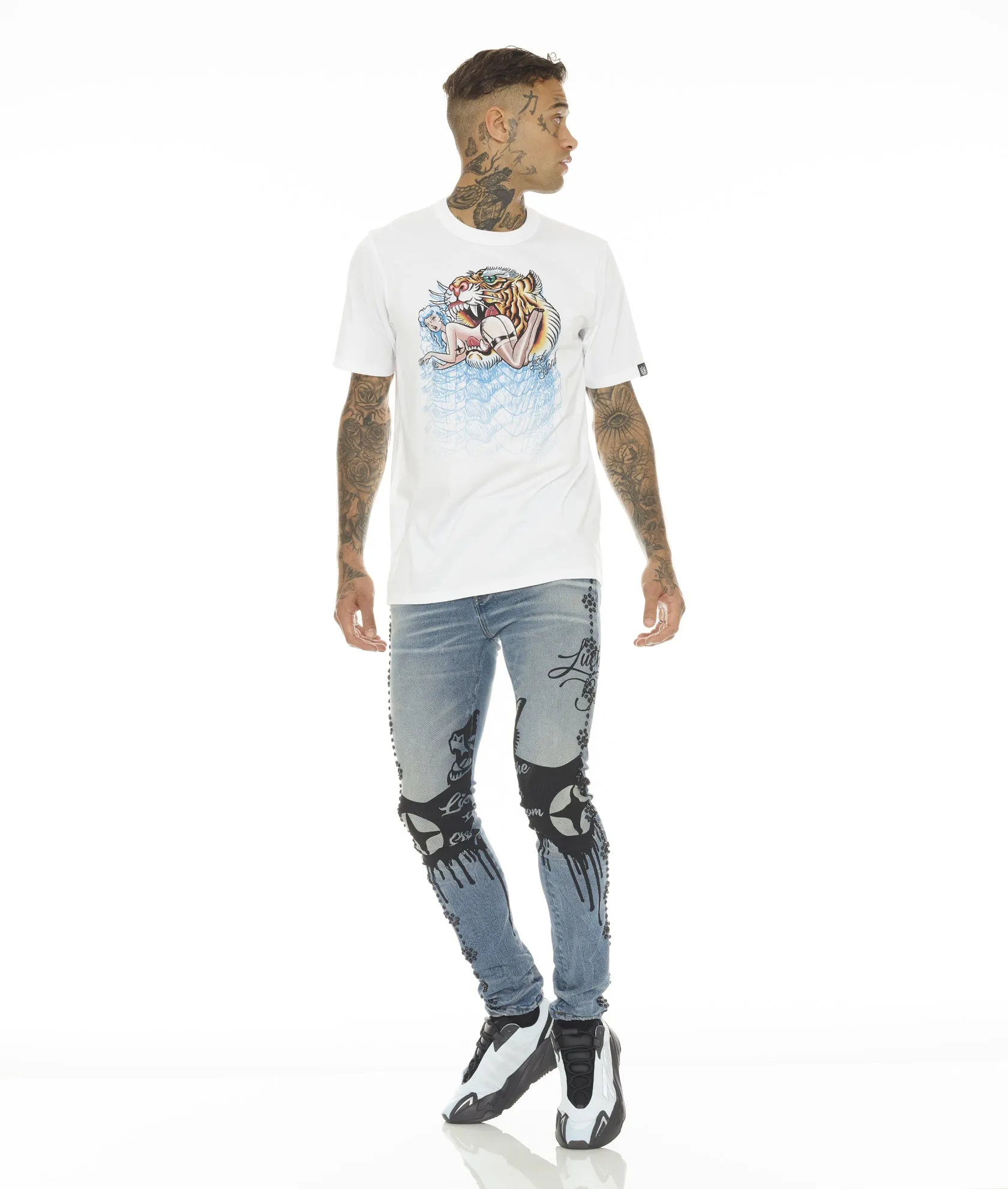 Neutral Vibrant Chill Outfit Eco Friendly Denim PUNK SUPER SKINNY IN ACID LUCKY BASTARD
