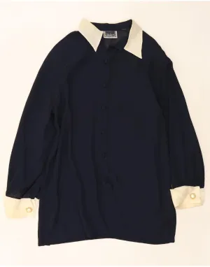 Minimalist Closure LUISA SPAGNOLI Womens Shirt Dress UK 14 Medium Navy Blue Colourblock