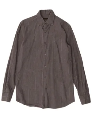 MASSIMO DUTTI Mens Shirt Small Grey Striped Cotton Holiday Gift color block