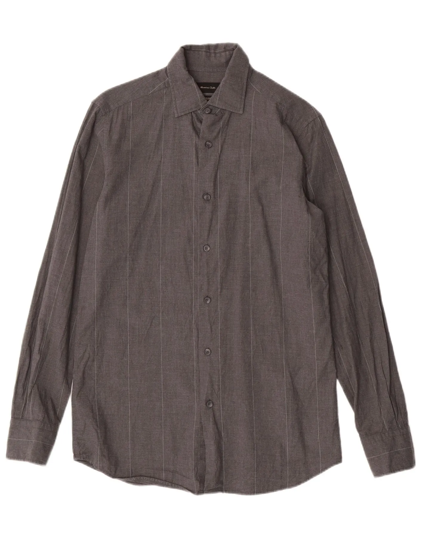 MASSIMO DUTTI Mens Shirt Small Grey Striped Cotton Holiday Gift color block