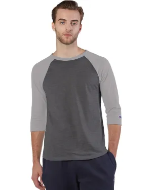 Champion CP75 Adult Ringspun Slub Baseball T-Shirt SoftenedTexturedWeave Practical Wear