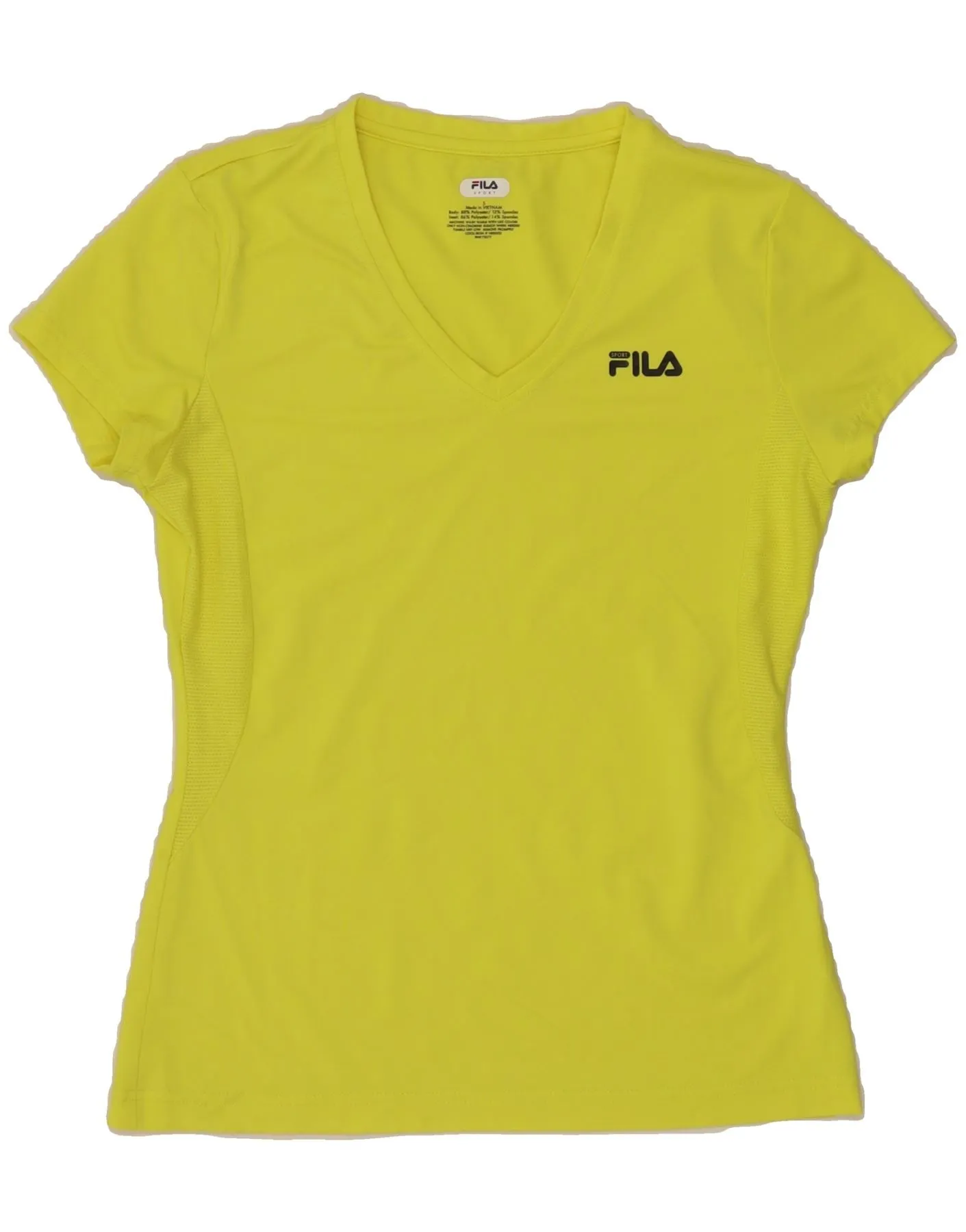 FILA Womens T-Shirt BEST SELL UK 10 Small Yellow Polyester Microfiber Blend