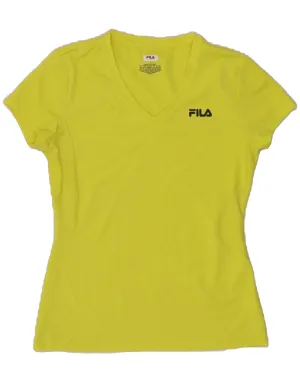 FILA Womens T-Shirt BEST SELL UK 10 Small Yellow Polyester Microfiber Blend