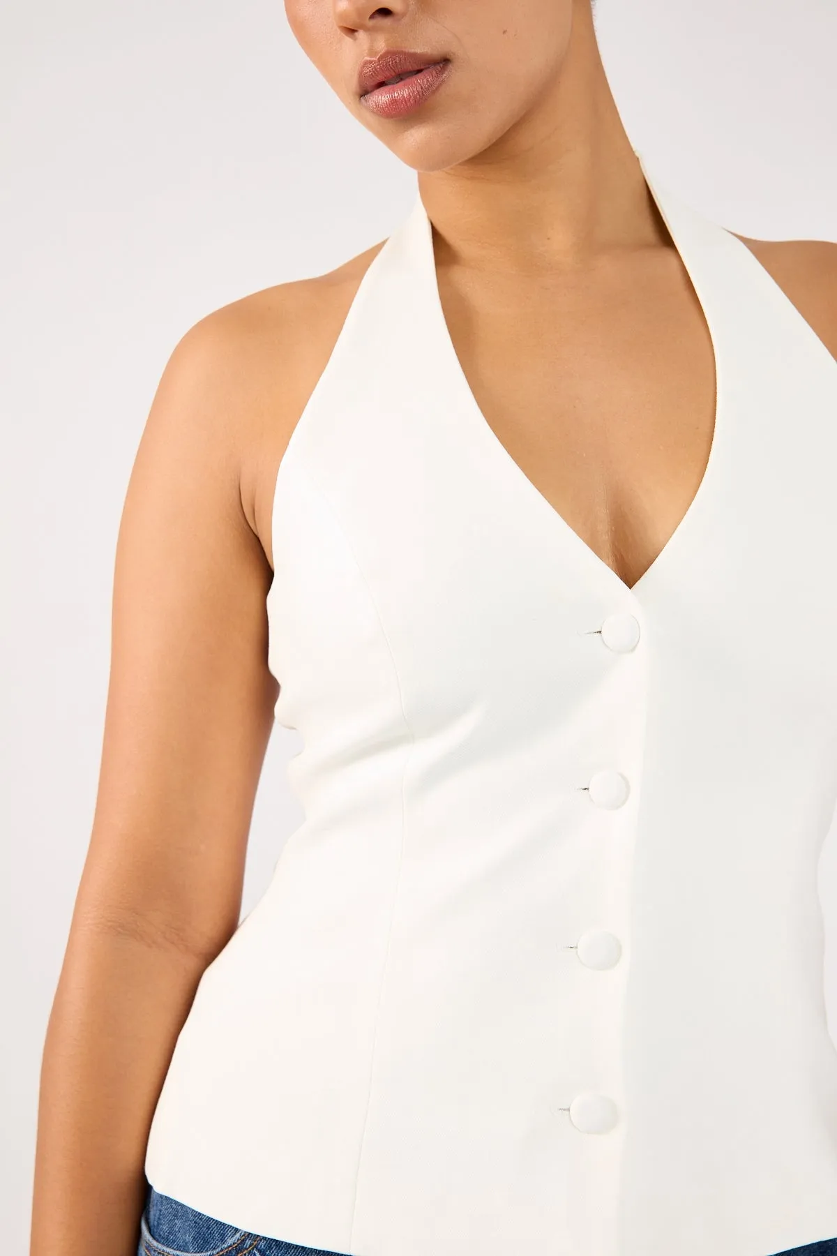 plus triangular Perfect Stranger Luca Halter Tailored Vest White